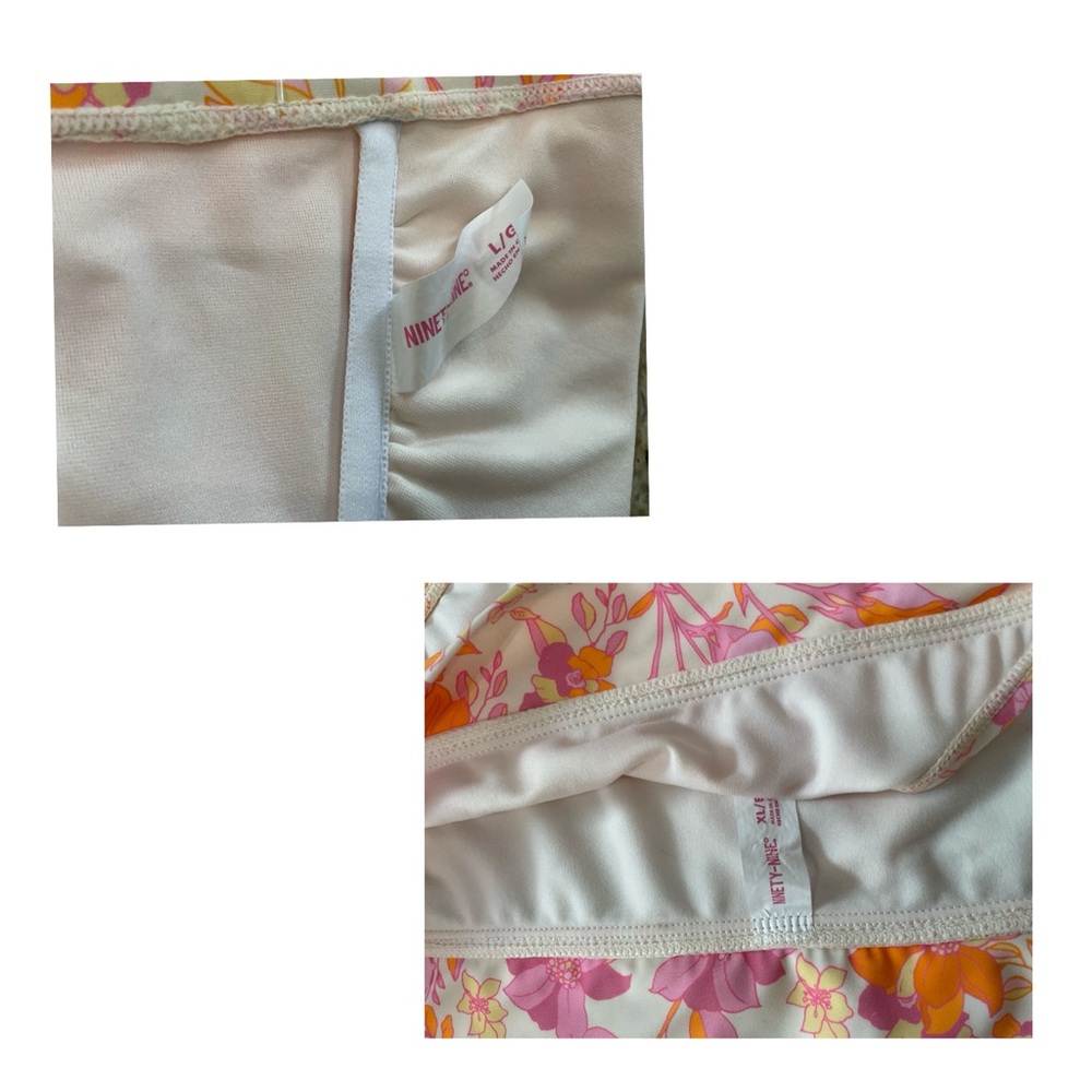 Ninety Nine Floral Bikini Set NWOT Top L Bottom XL Pink Orange White - Picture 6 of 9